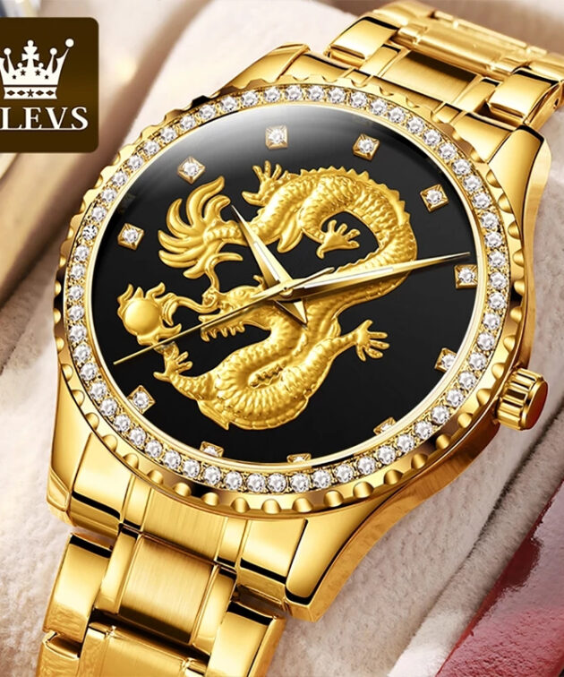 OLEVS-Montre dragon Noir