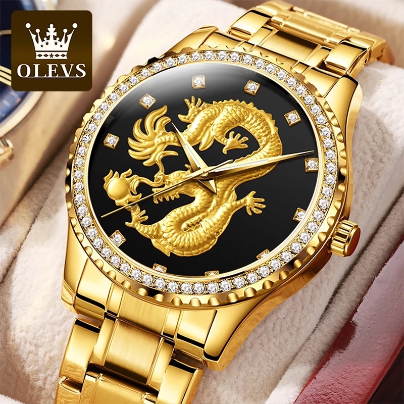 OLEVS-Montre dragon Noir
